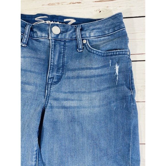 Seven7 Womens Jean Shorts Size 4 Denim Long Ladies Mid Rise Stretch USA Seven 7 - Picture 3 of 8
